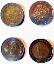 4x 2-Euro Coins, *POPULAR